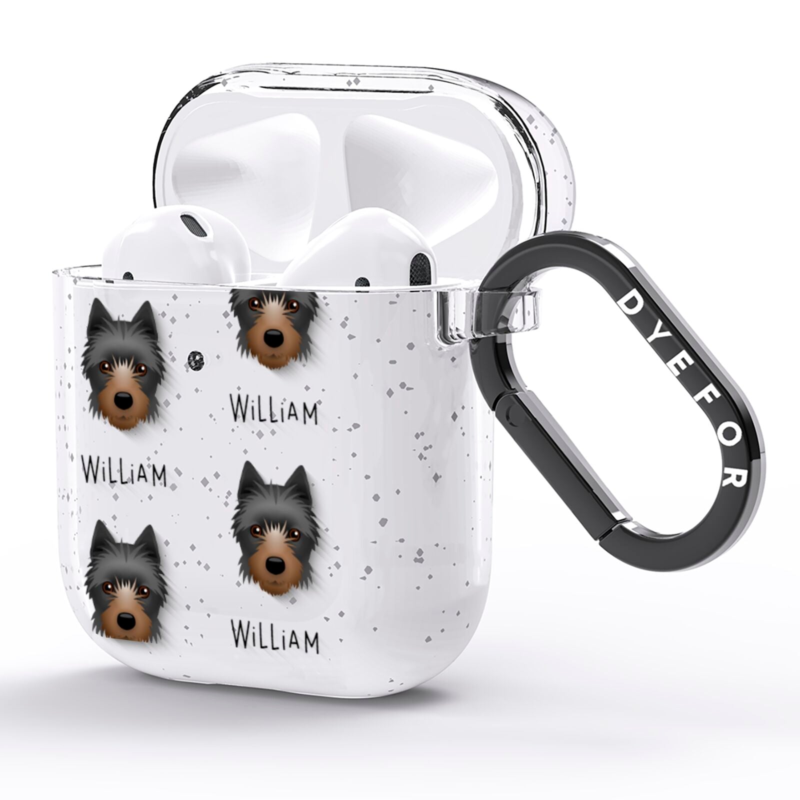 Yorkie Russell Icon with Name AirPods Glitter Case Side Image