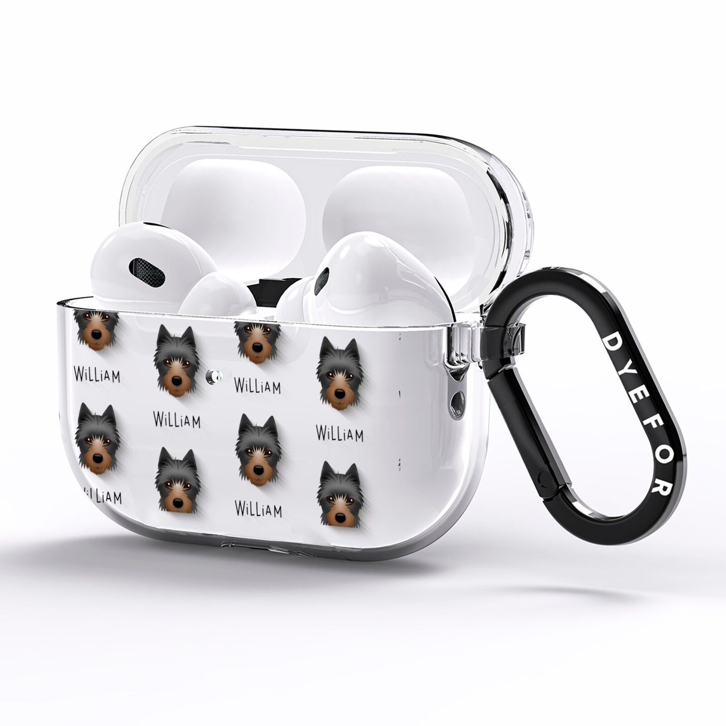 Yorkie Russell Icon with Name AirPods Pro Clear Case Side Image