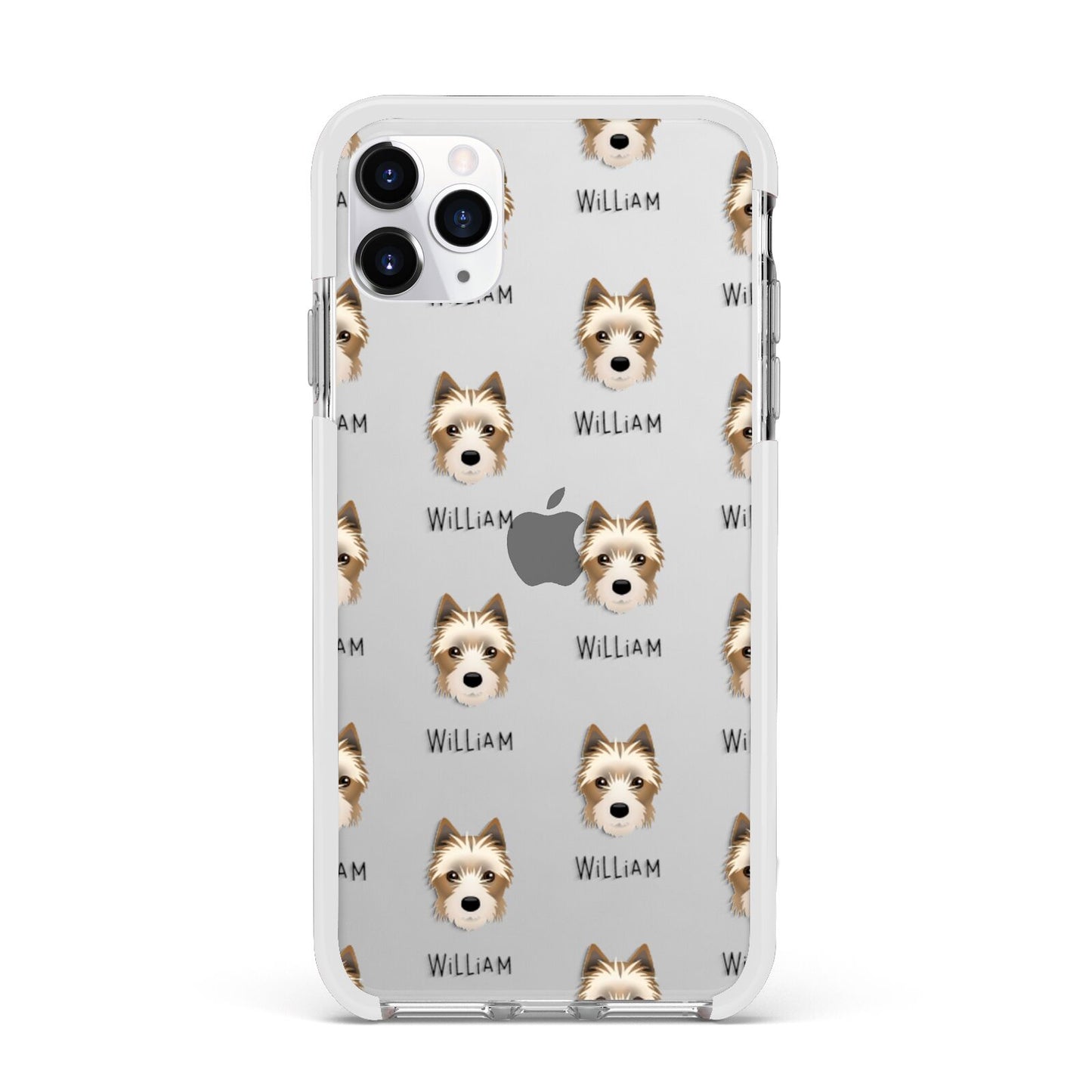 Yorkie Russell Icon with Name Apple iPhone 11 Pro Max in Silver with White Impact Case