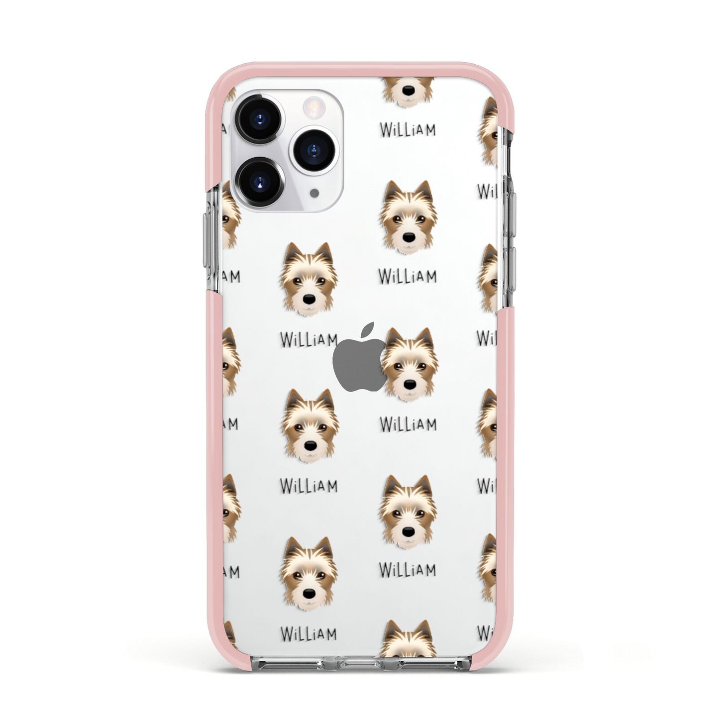 Yorkie Russell Icon with Name Apple iPhone 11 Pro in Silver with Pink Impact Case