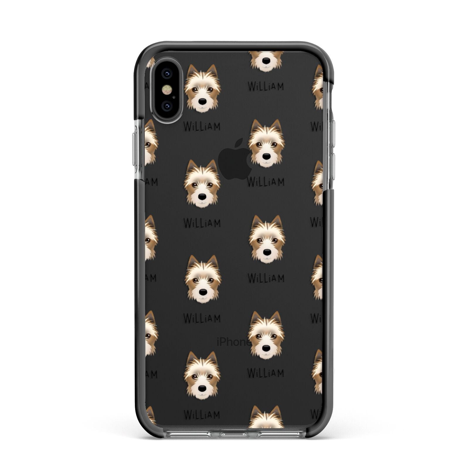 Yorkie Russell Icon with Name Apple iPhone Xs Max Impact Case Black Edge on Black Phone