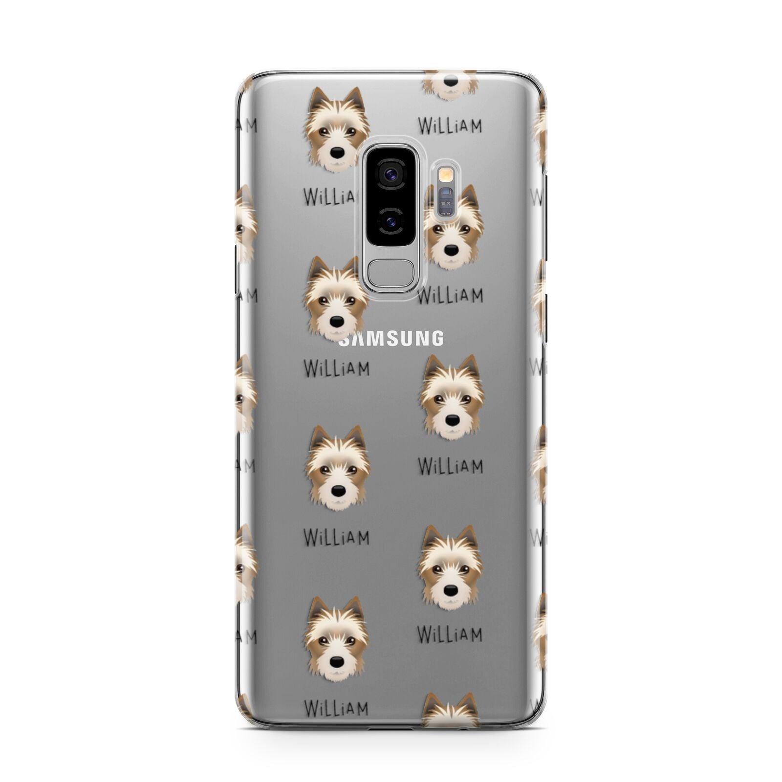 Yorkie Russell Icon with Name Samsung Galaxy S9 Plus Case on Silver phone