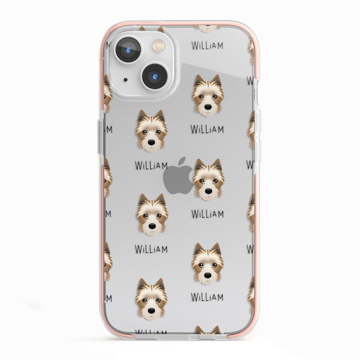 Yorkie Russell Icon with Name iPhone 13 TPU Impact Case with Pink Edges