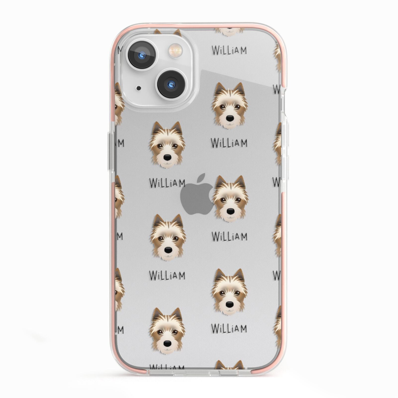 Yorkie Russell Icon with Name iPhone 13 TPU Impact Case with Pink Edges