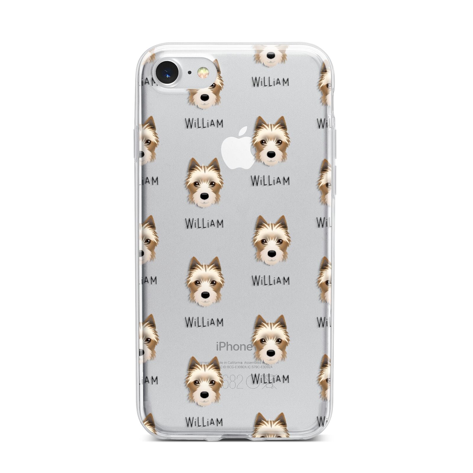 Yorkie Russell Icon with Name iPhone 7 Bumper Case on Silver iPhone