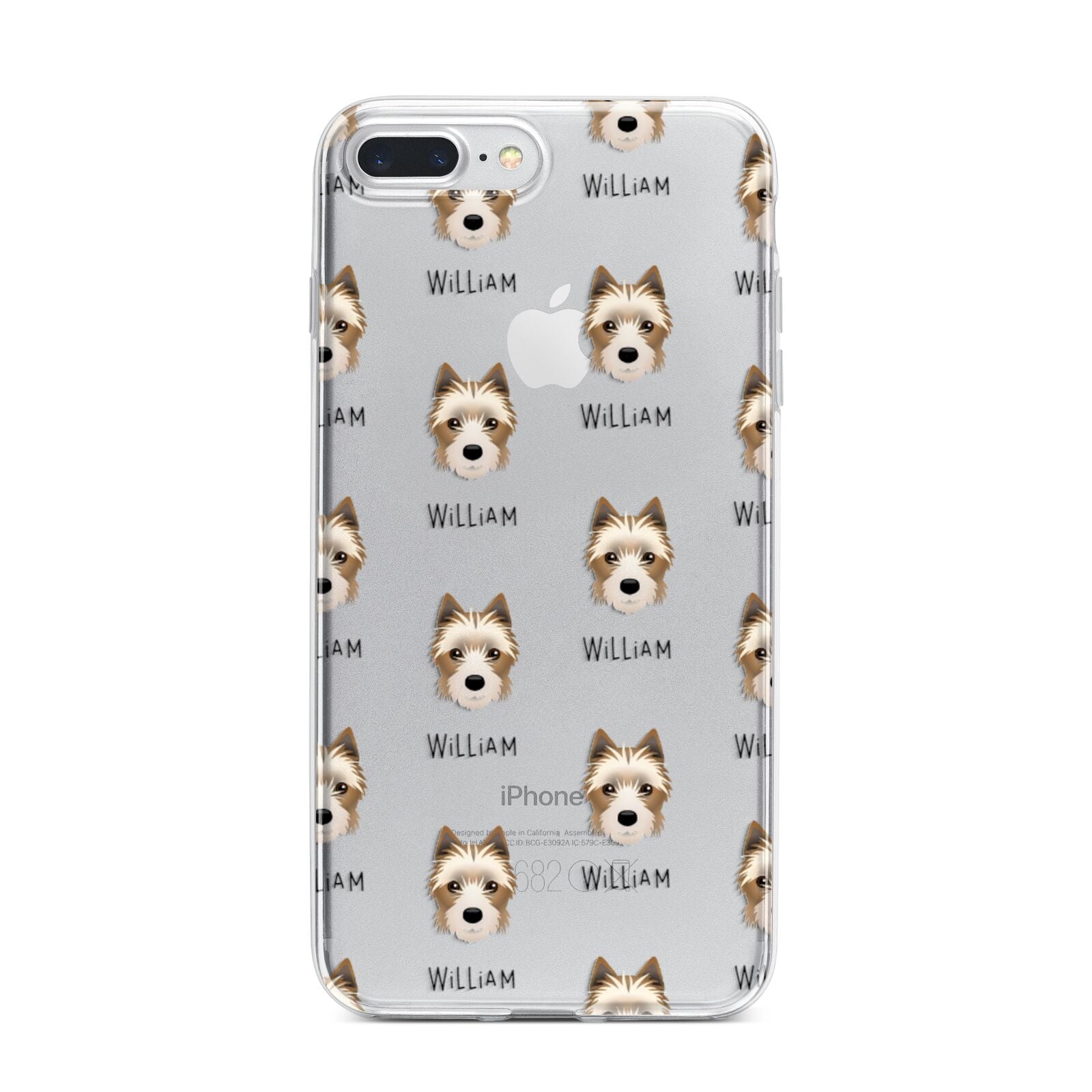 Yorkie Russell Icon with Name iPhone 7 Plus Bumper Case on Silver iPhone