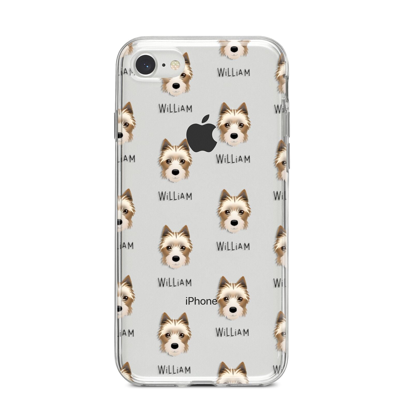 Yorkie Russell Icon with Name iPhone 8 Bumper Case on Silver iPhone