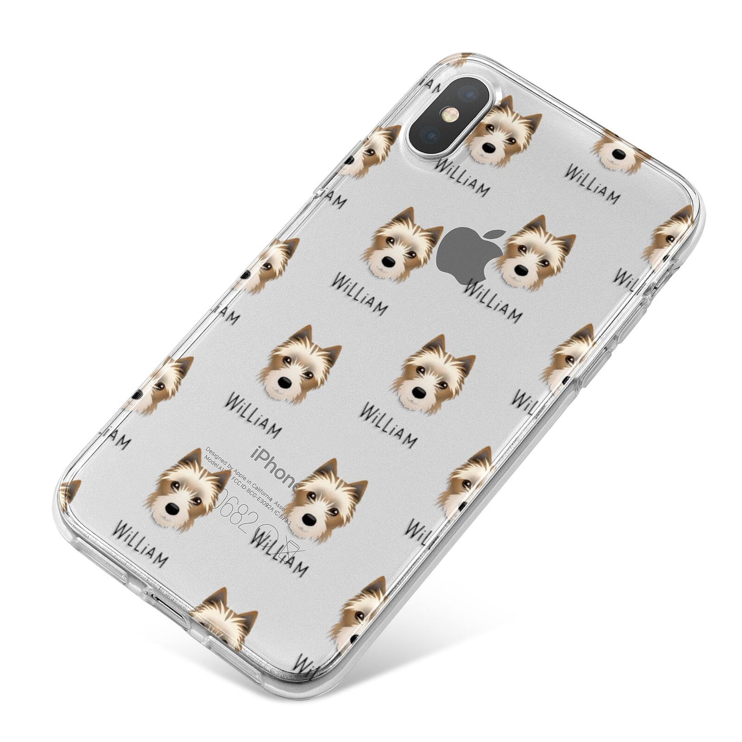 Yorkie Russell Icon with Name iPhone X Bumper Case on Silver iPhone