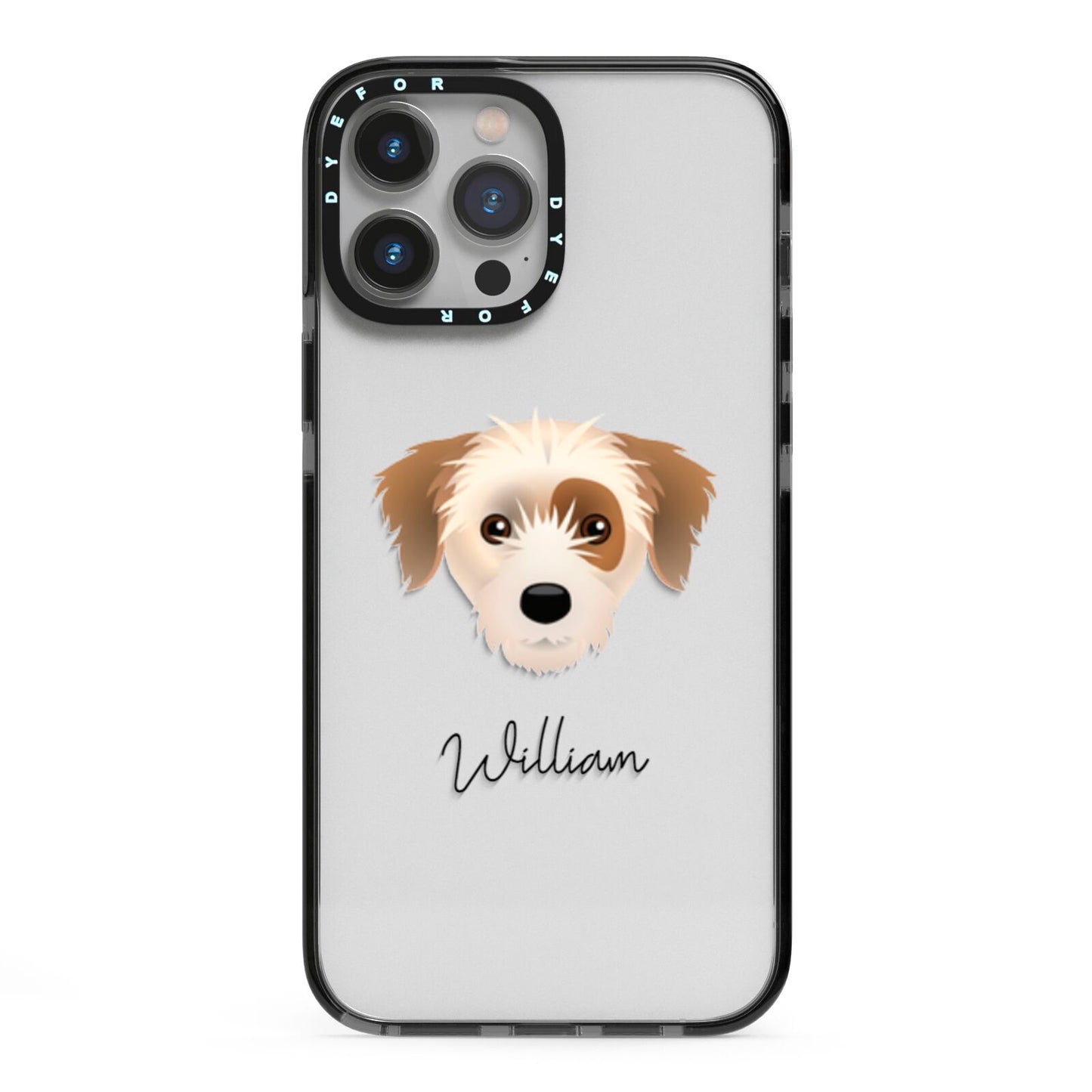 Yorkie Russell Personalised iPhone 13 Pro Max Black Impact Case on Silver phone