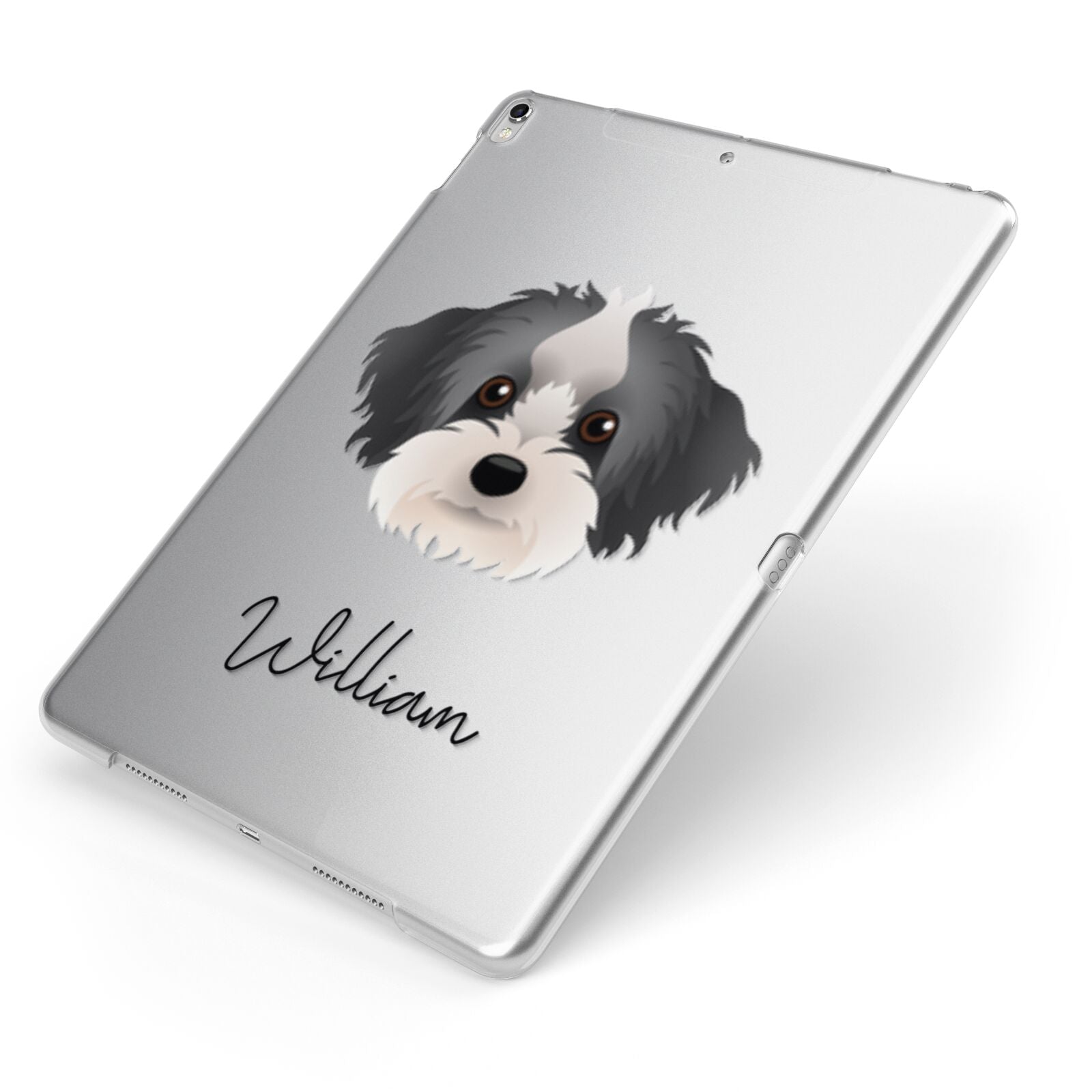 Yorkipoo Personalised Apple iPad Case on Silver iPad Side View