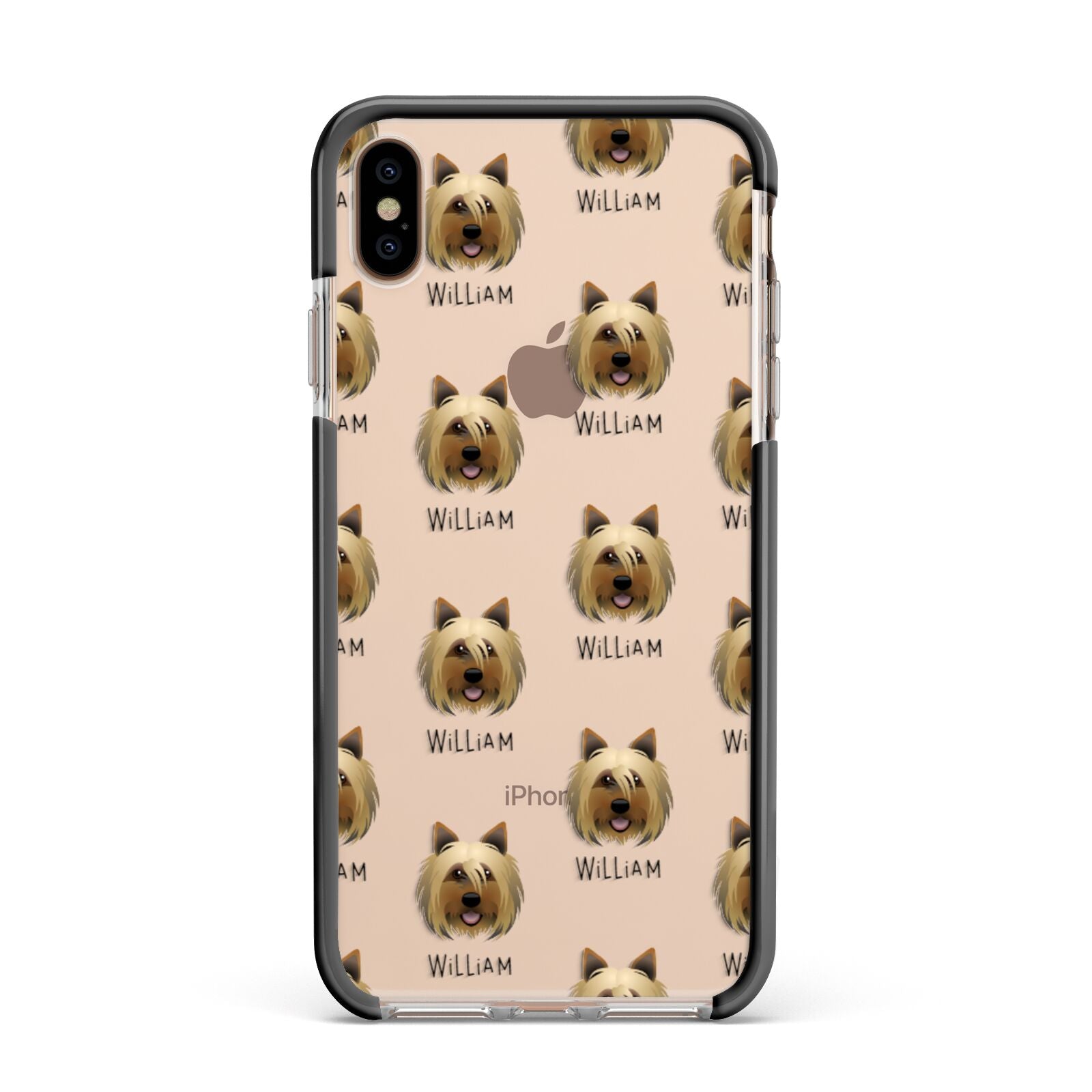 Yorkshire Terrier Icon with Name Apple iPhone Xs Max Impact Case Black Edge on Gold Phone