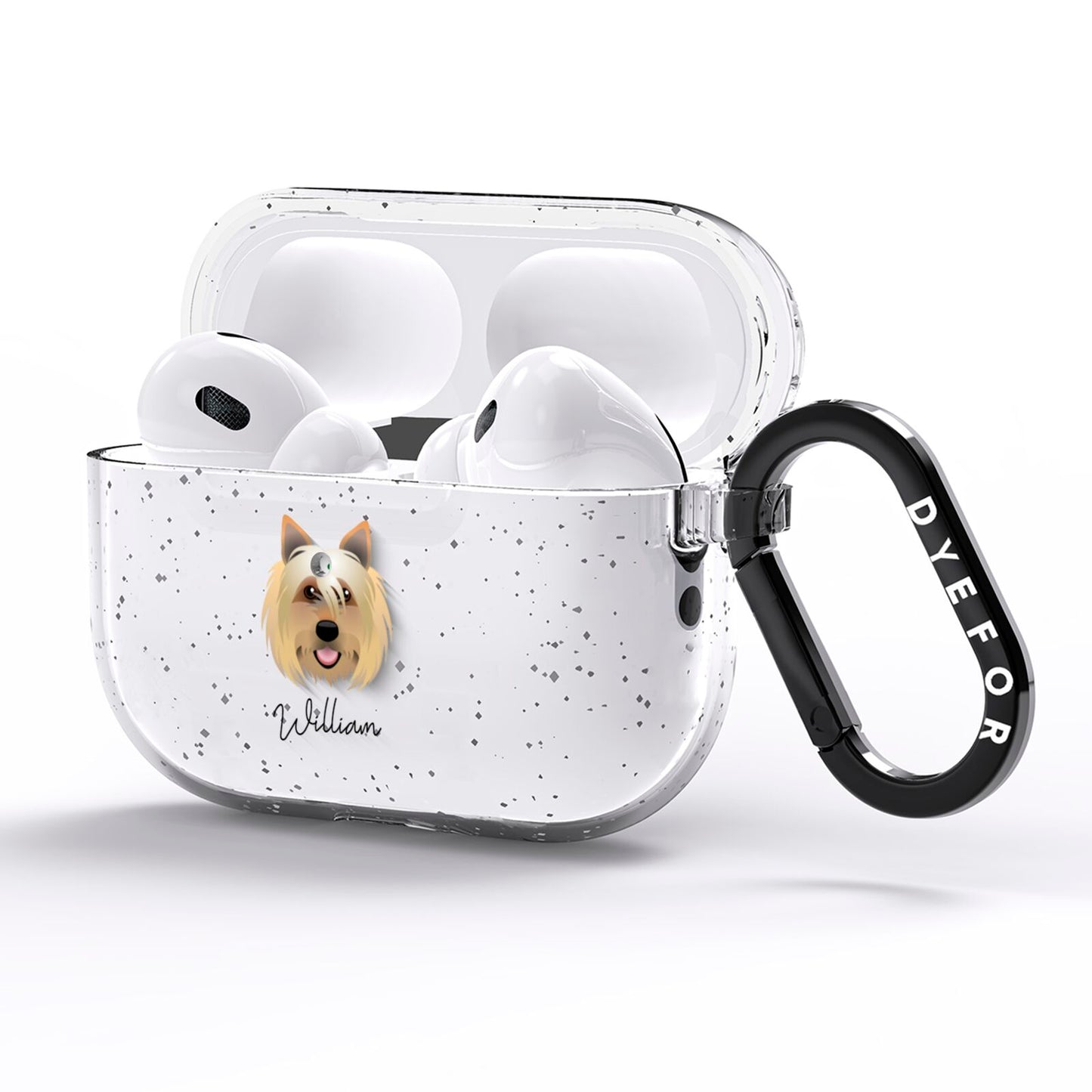 Yorkshire Terrier Personalised AirPods Pro Glitter Case Side Image