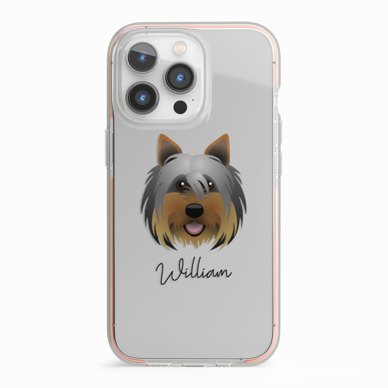 Yorkshire Terrier Personalised iPhone 13 Pro TPU Impact Case with Pink Edges