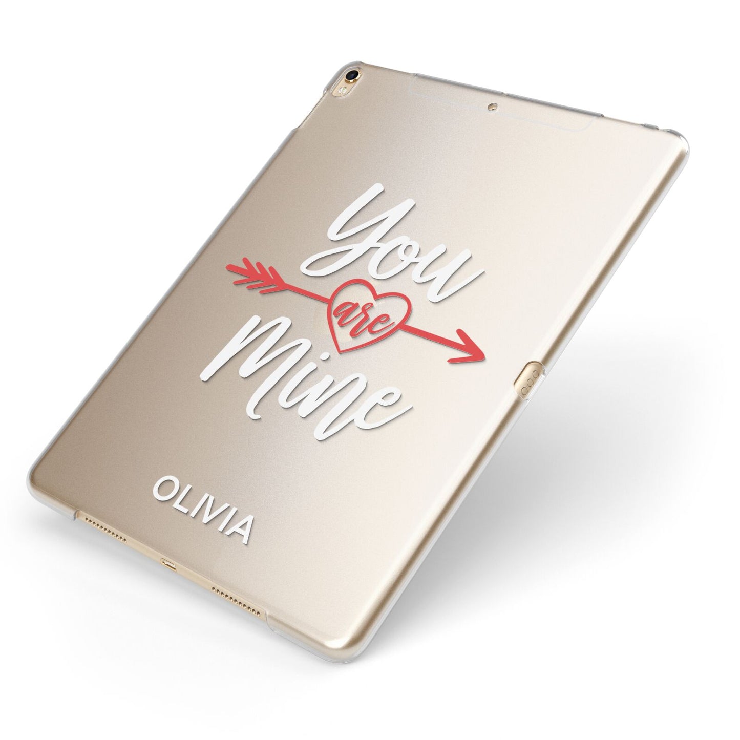 You Are Mine Personalised Apple iPad Case on Gold iPad Side View