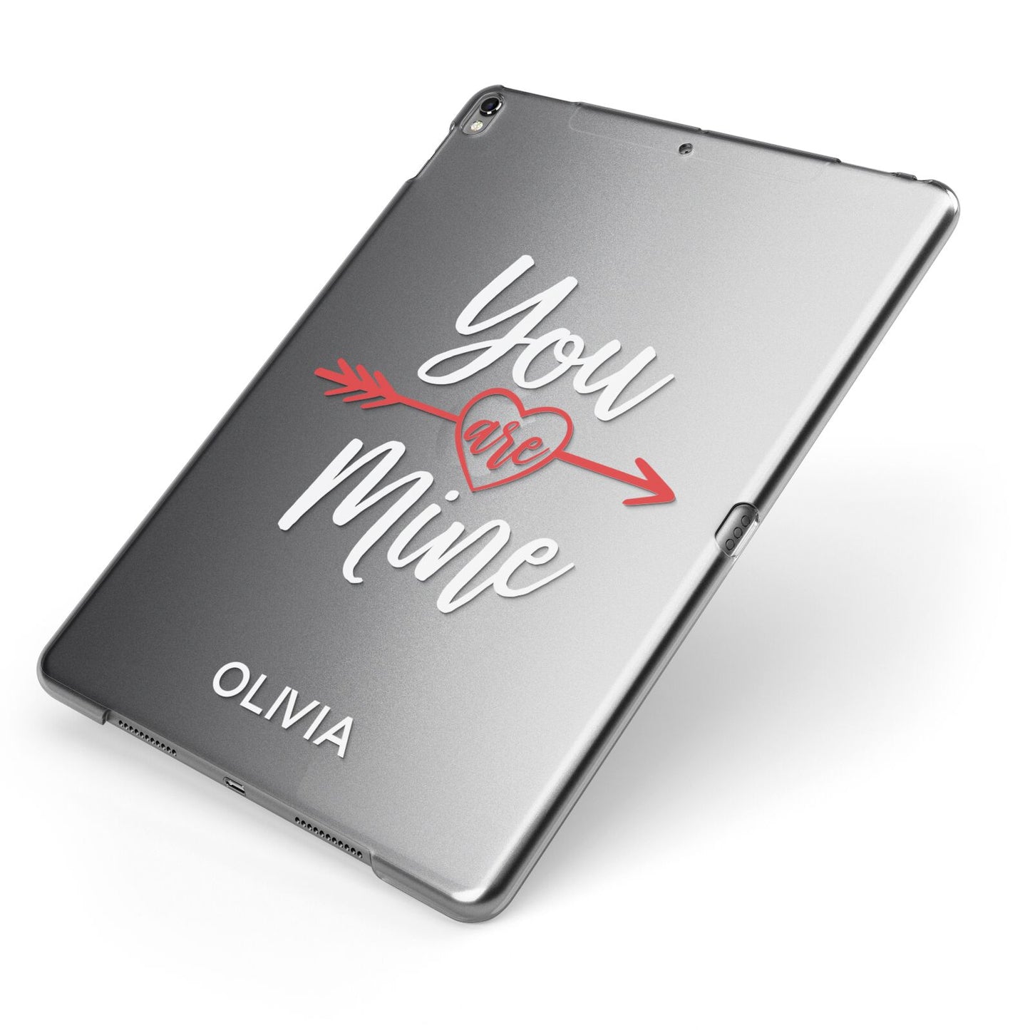 You Are Mine Personalised Apple iPad Case on Grey iPad Side View