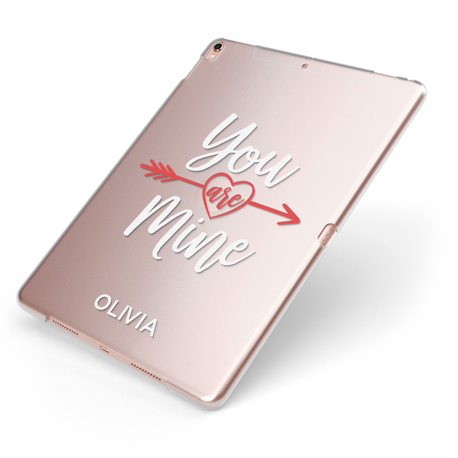 You Are Mine Personalised Apple iPad Case on Rose Gold iPad Side View