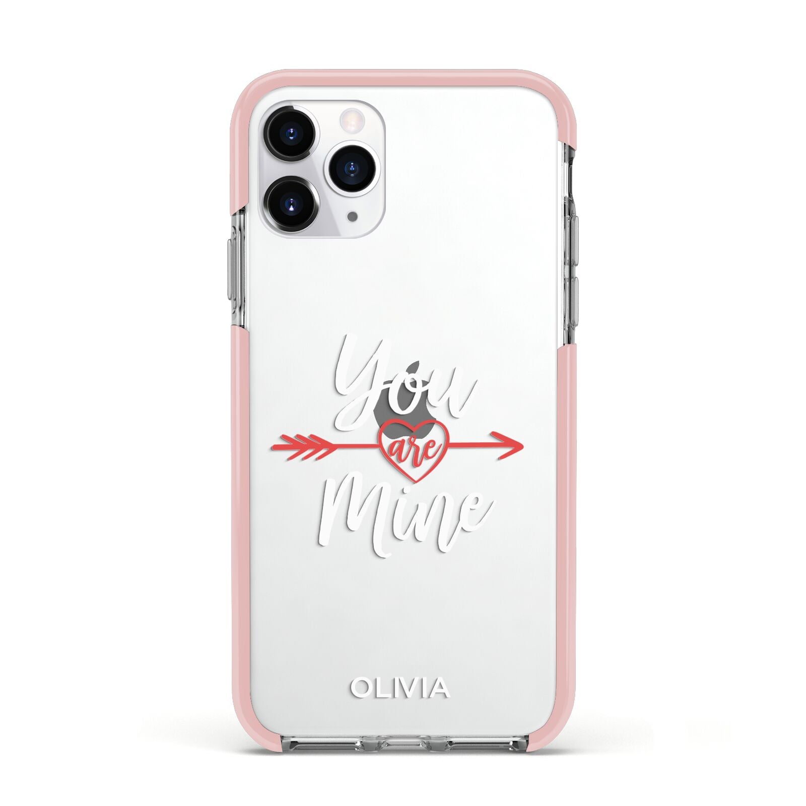 You Are Mine Personalised Apple iPhone 11 Pro in Silver with Pink Impact Case