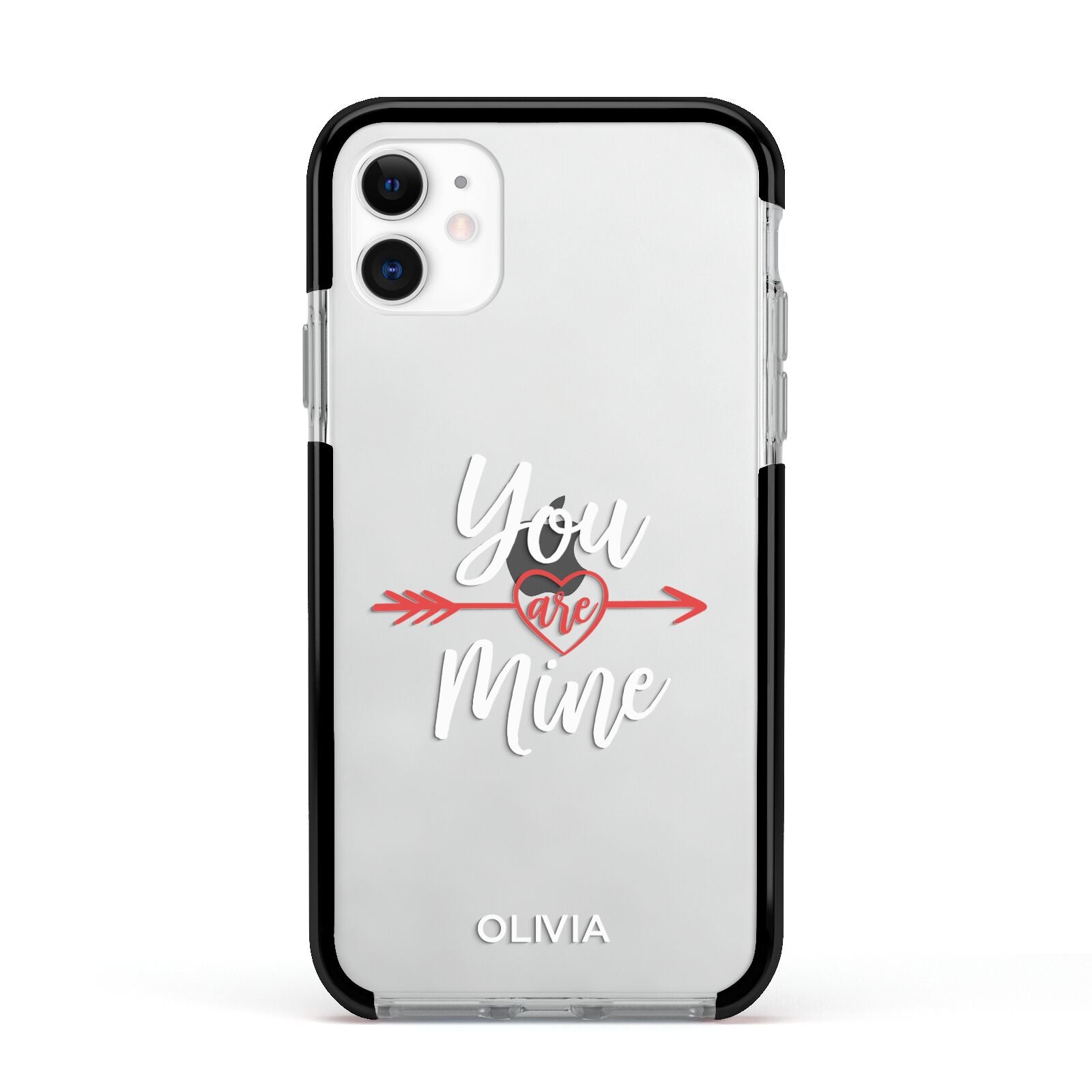 You Are Mine Personalised Apple iPhone 11 in White with Black Impact Case