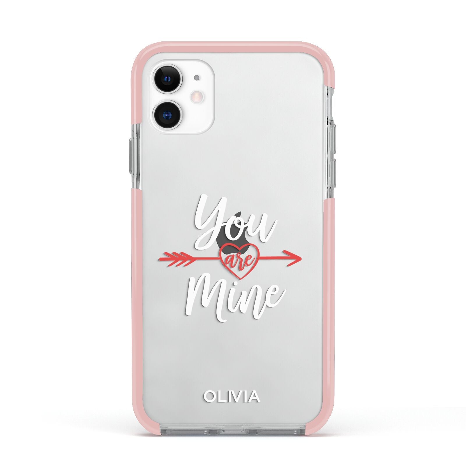 You Are Mine Personalised Apple iPhone 11 in White with Pink Impact Case