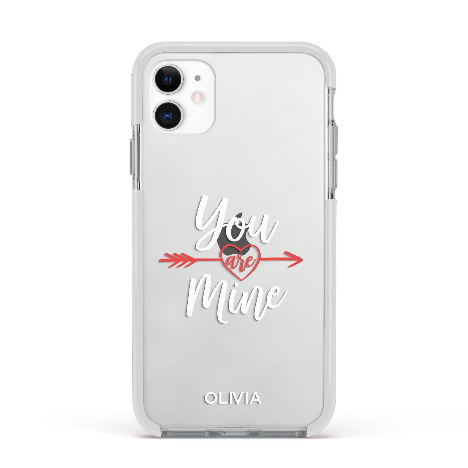 You Are Mine Personalised Apple iPhone 11 in White with White Impact Case