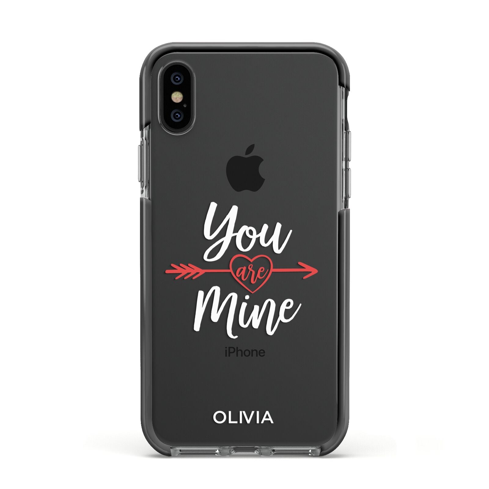 You Are Mine Personalised Apple iPhone Xs Impact Case Black Edge on Black Phone