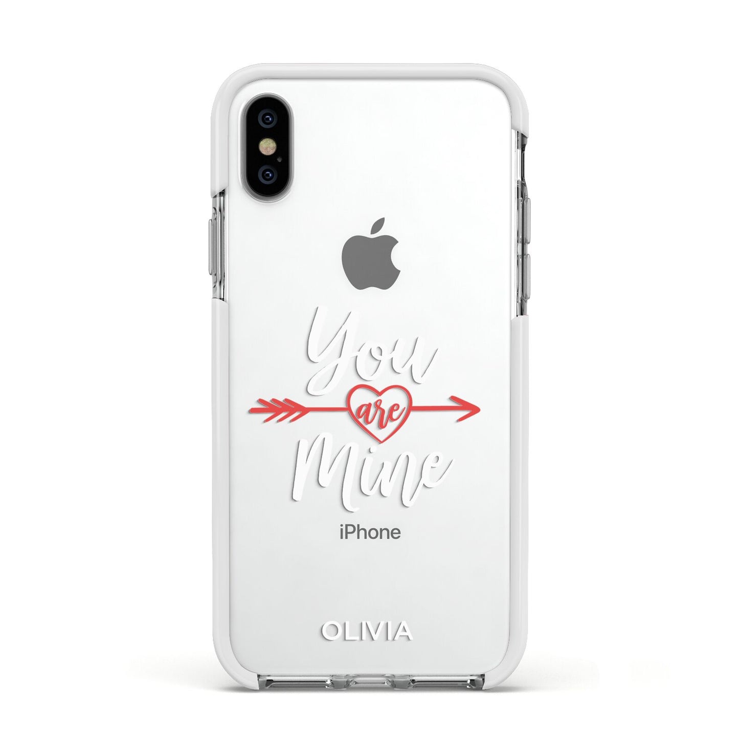 You Are Mine Personalised Apple iPhone Xs Impact Case White Edge on Silver Phone