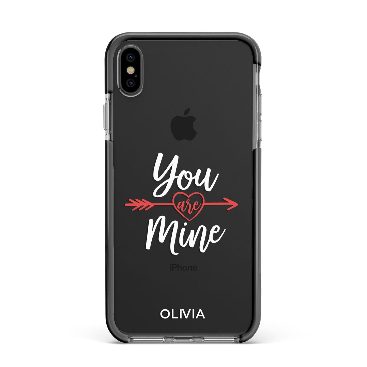 You Are Mine Personalised Apple iPhone Xs Max Impact Case Black Edge on Black Phone