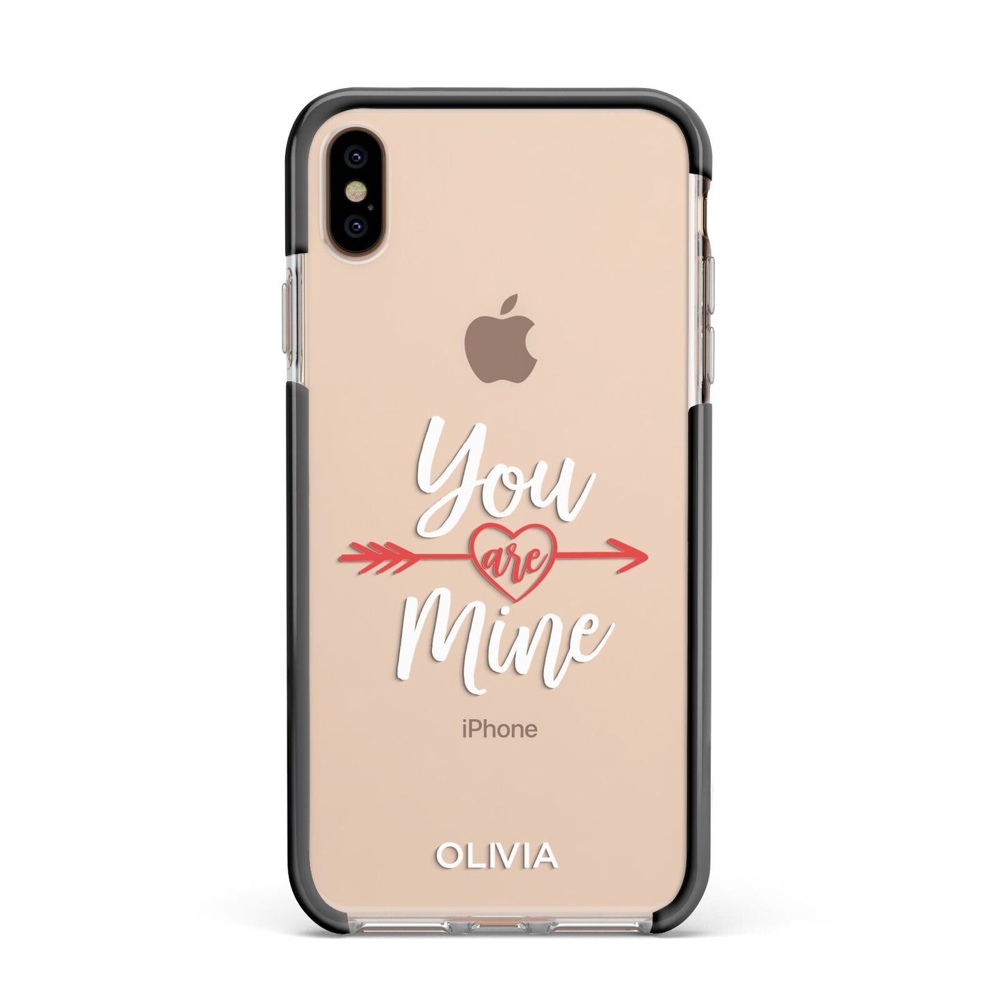 You Are Mine Personalised Apple iPhone Xs Max Impact Case Black Edge on Gold Phone