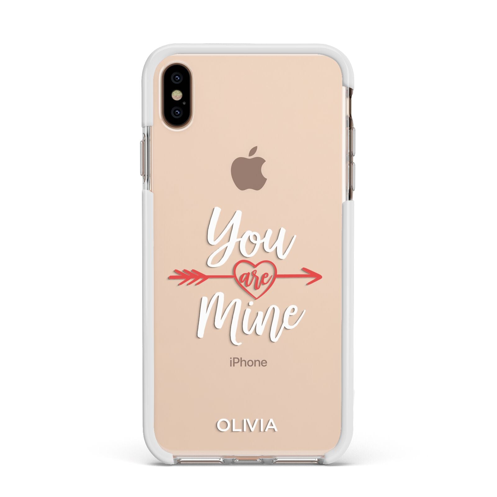 You Are Mine Personalised Apple iPhone Xs Max Impact Case White Edge on Gold Phone