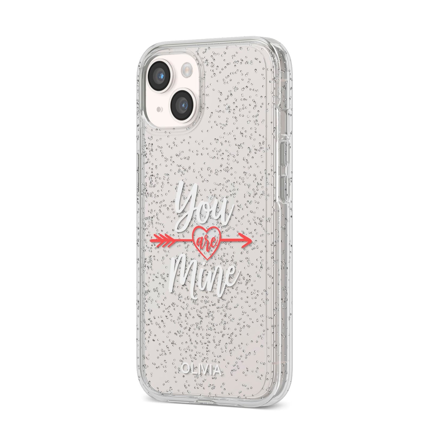 You Are Mine Personalised iPhone 14 Glitter Tough Case Starlight Angled Image