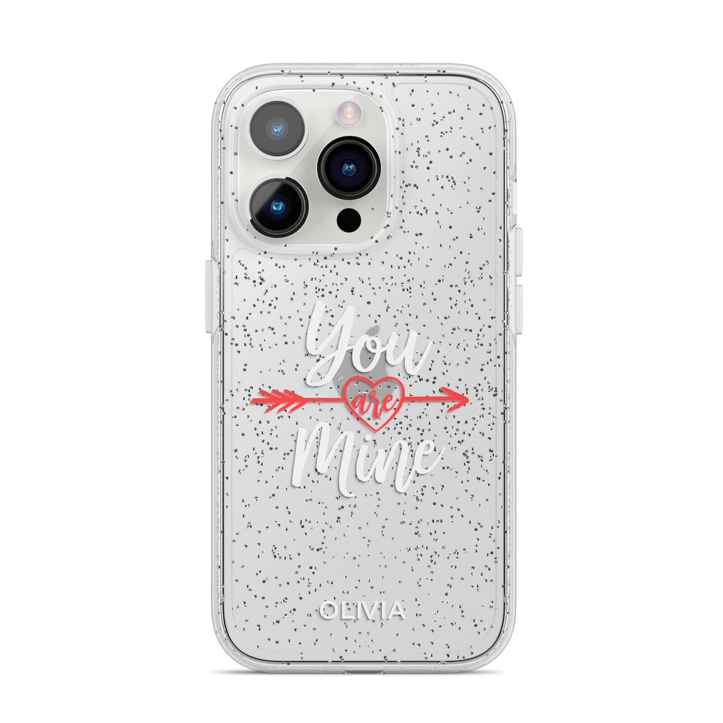 You Are Mine Personalised iPhone 14 Pro Glitter Tough Case Silver