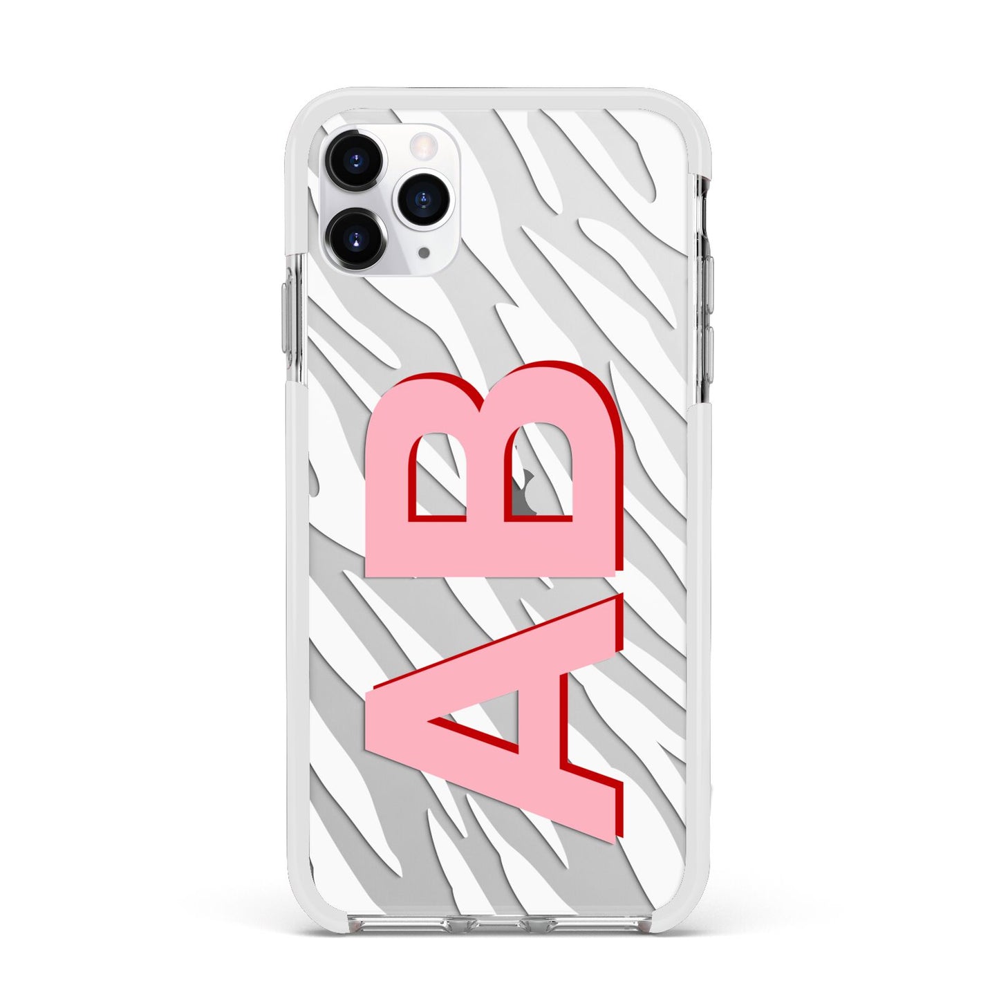 Zebra Initials Apple iPhone 11 Pro Max in Silver with White Impact Case