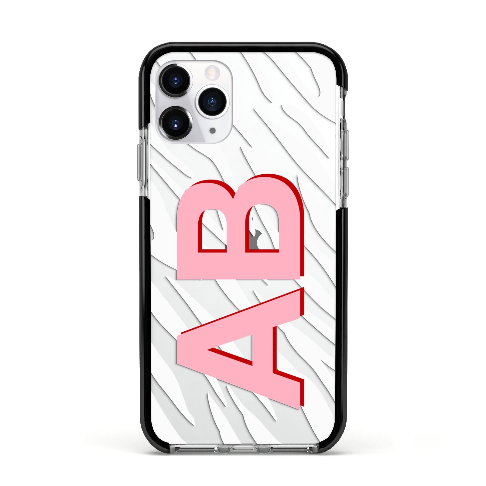 Zebra Initials Apple iPhone 11 Pro in Silver with Black Impact Case