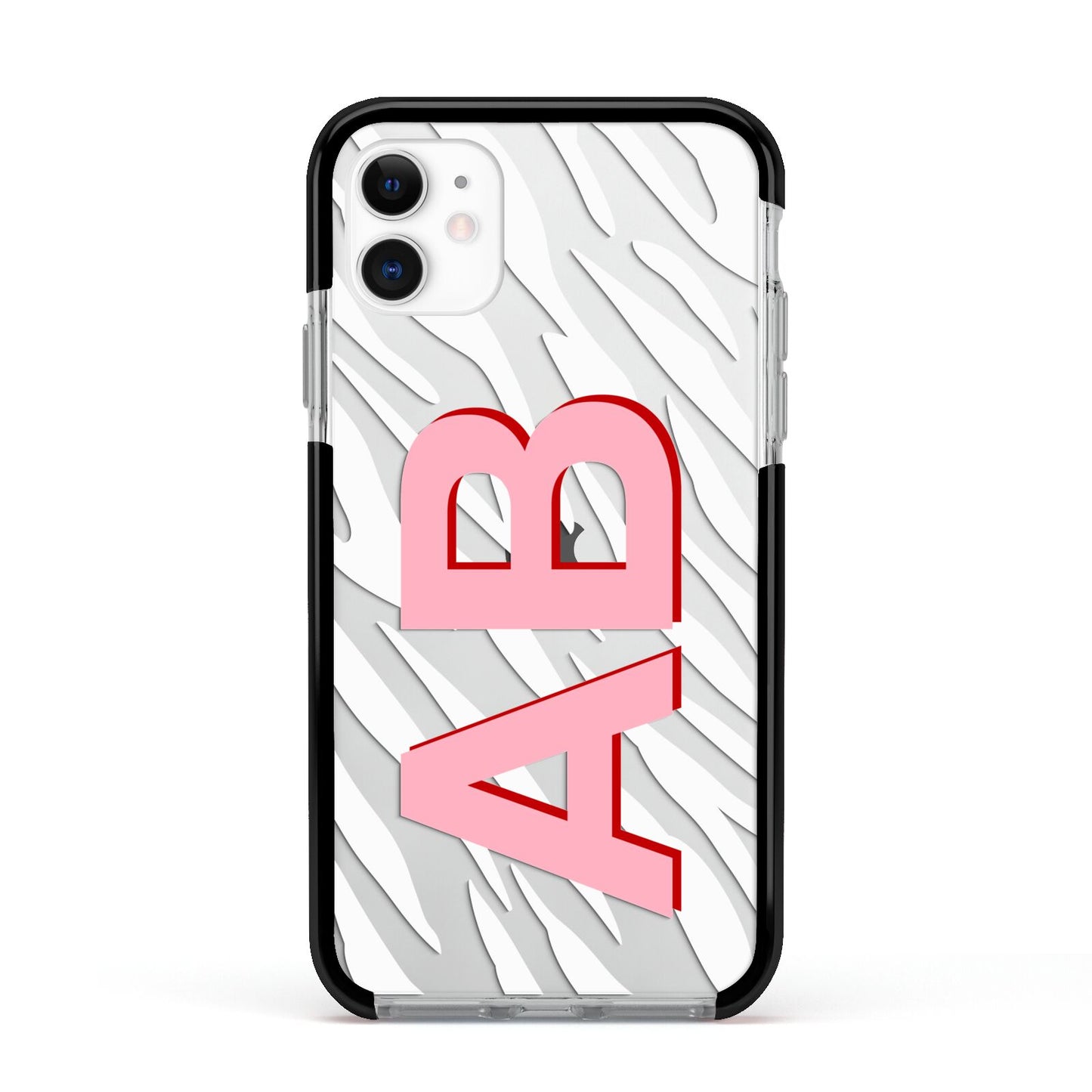 Zebra Initials Apple iPhone 11 in White with Black Impact Case