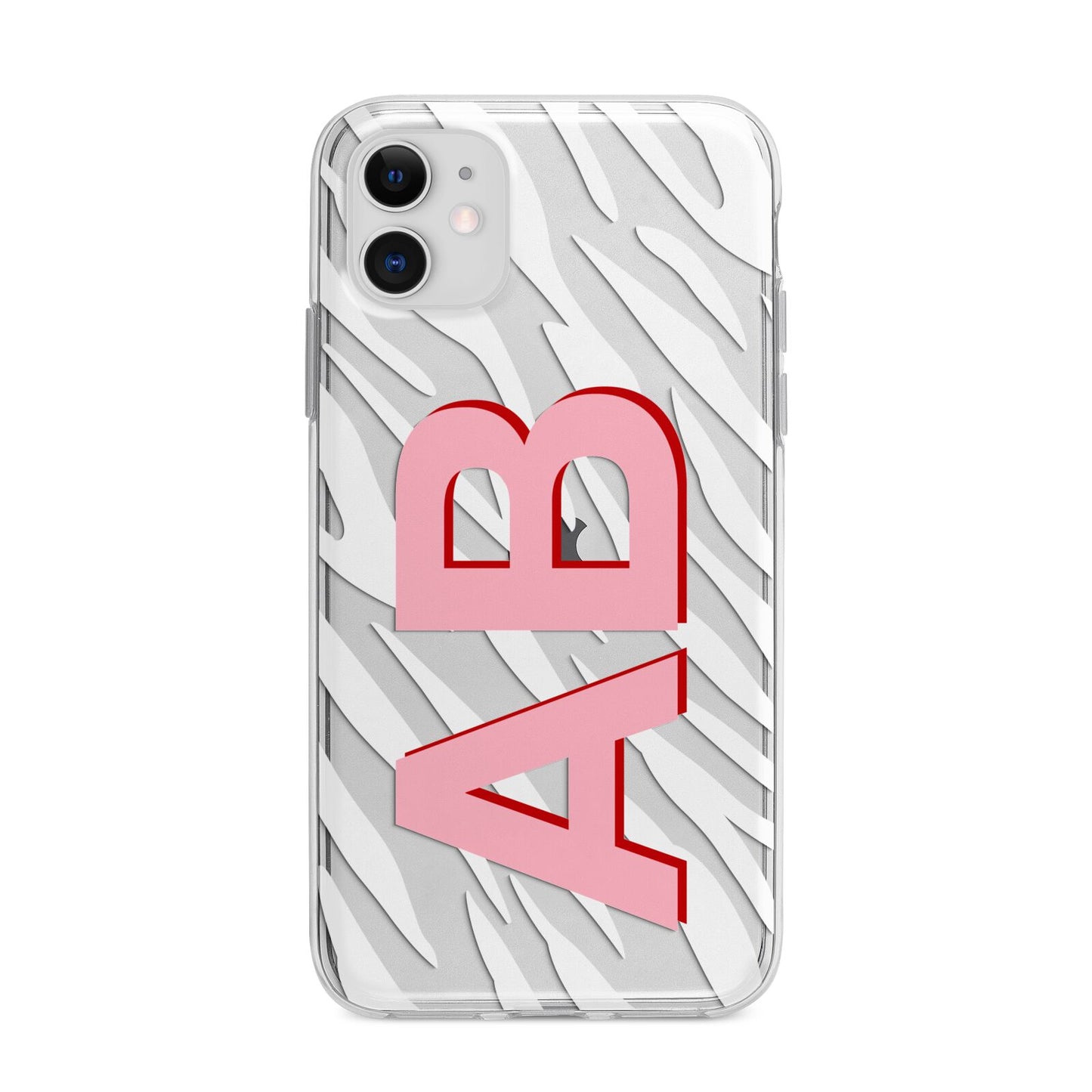 Zebra Initials Apple iPhone 11 in White with Bumper Case