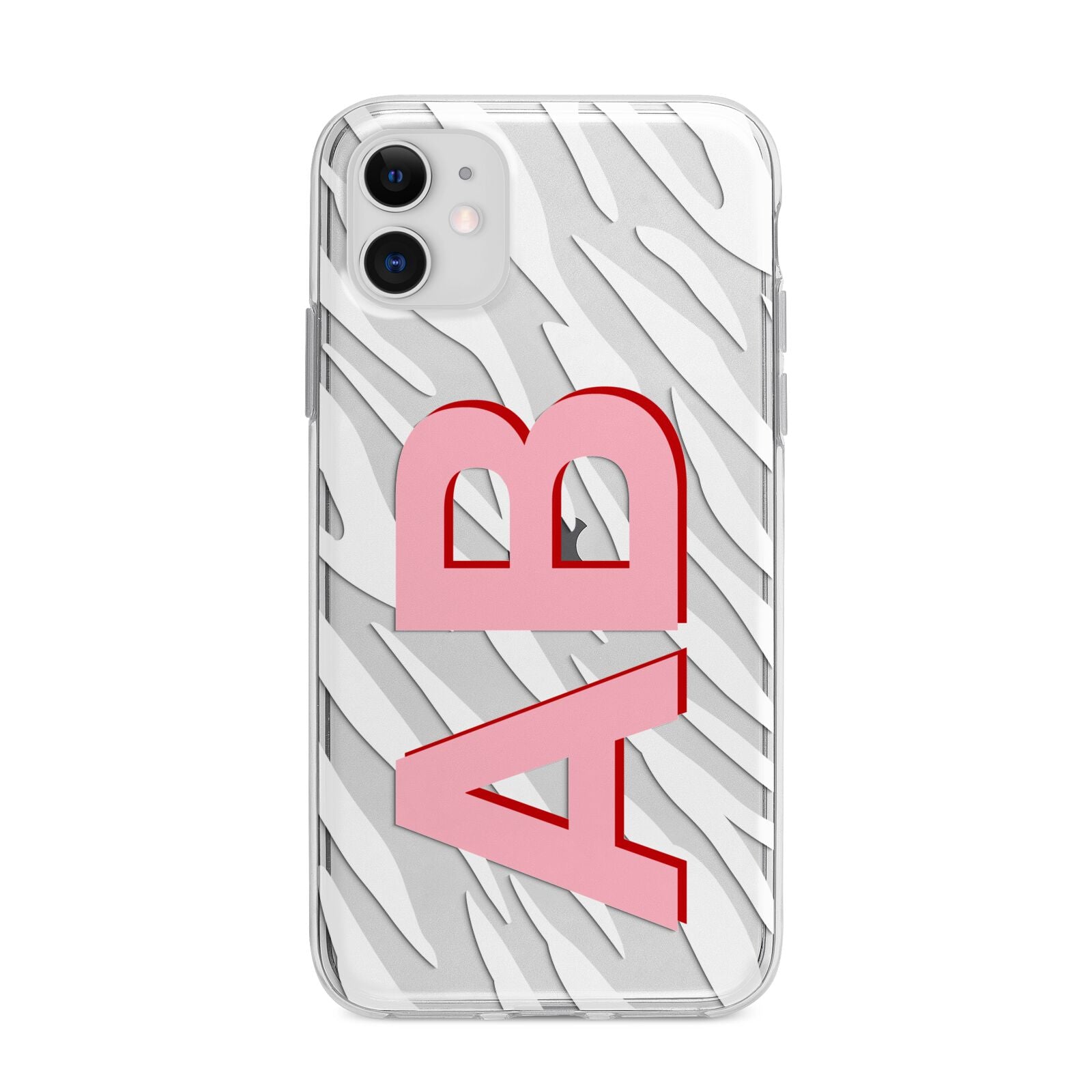 Zebra Initials Apple iPhone 11 in White with Bumper Case