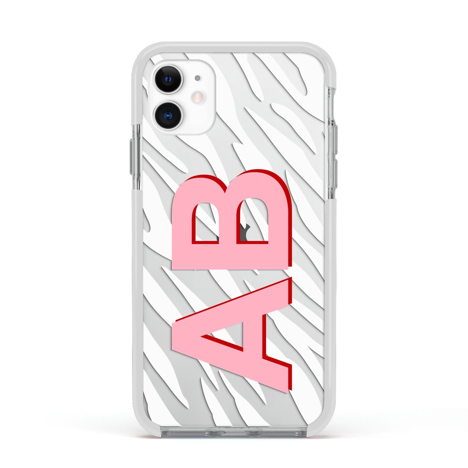 Zebra Initials Apple iPhone 11 in White with White Impact Case