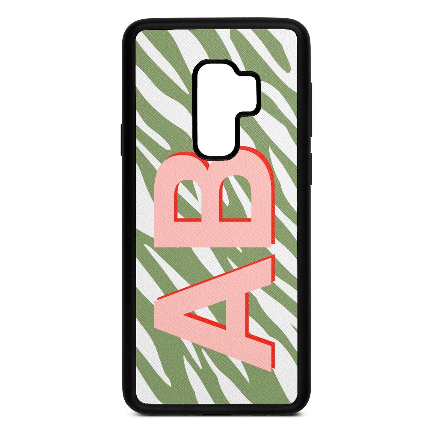 Zebra Initials Lime Saffiano Leather Samsung S9 Plus Case