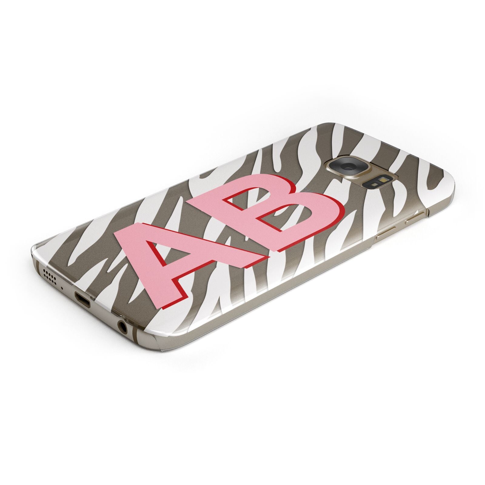 Zebra Initials Protective Samsung Galaxy Case Angled Image