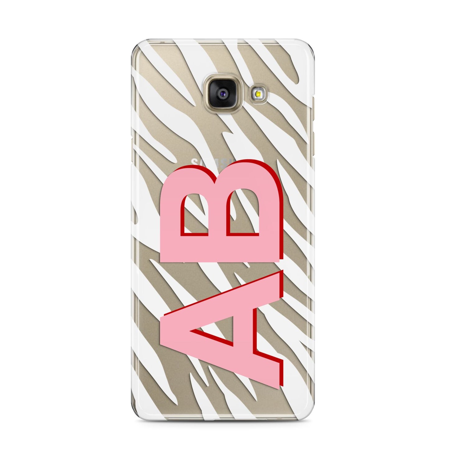 Zebra Initials Samsung Galaxy A3 2016 Case on gold phone