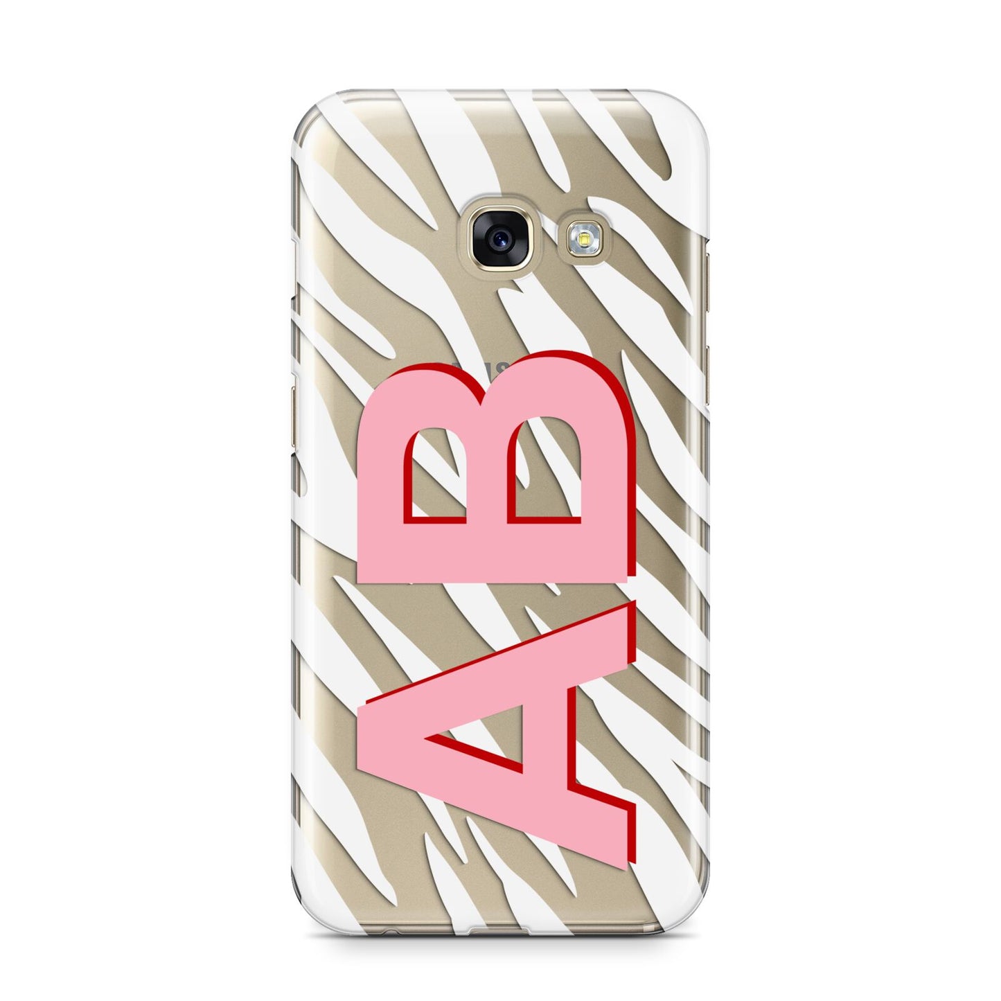 Zebra Initials Samsung Galaxy A3 2017 Case on gold phone