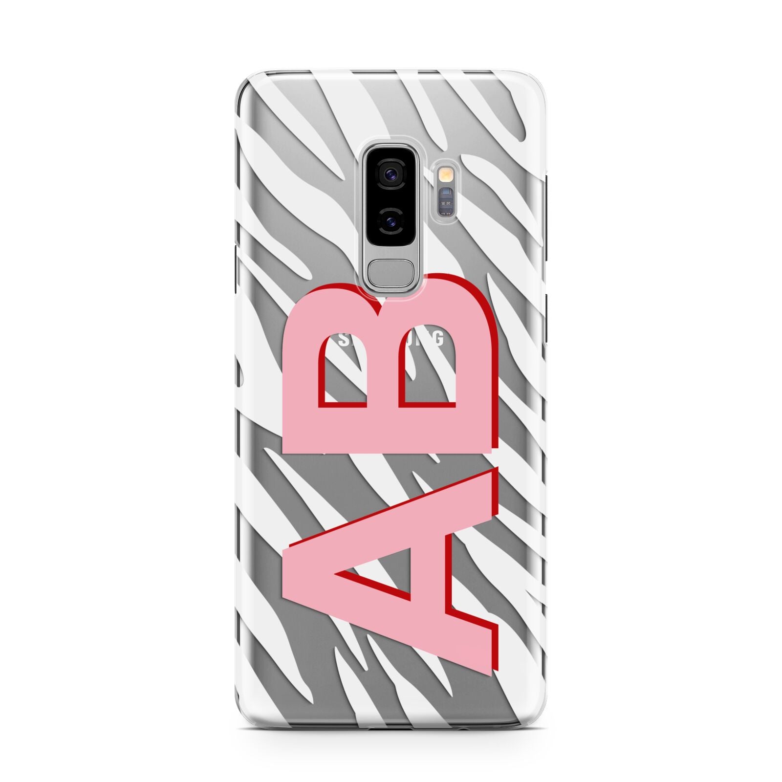 Zebra Initials Samsung Galaxy S9 Plus Case on Silver phone