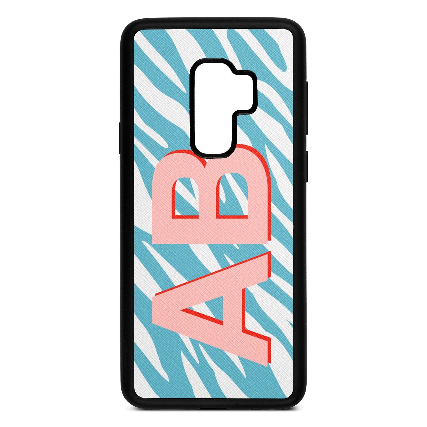 Zebra Initials Sky Saffiano Leather Samsung S9 Plus Case