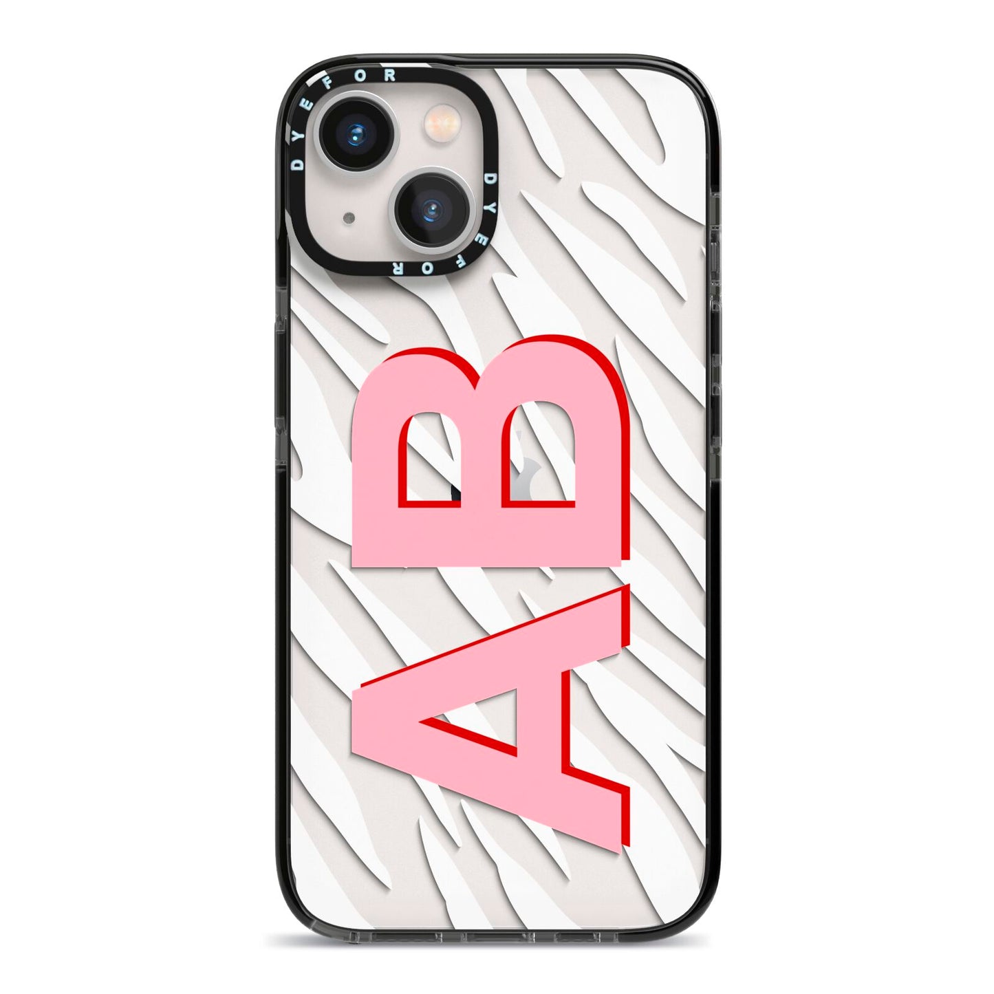 Zebra Initials iPhone 13 Black Impact Case on Silver phone