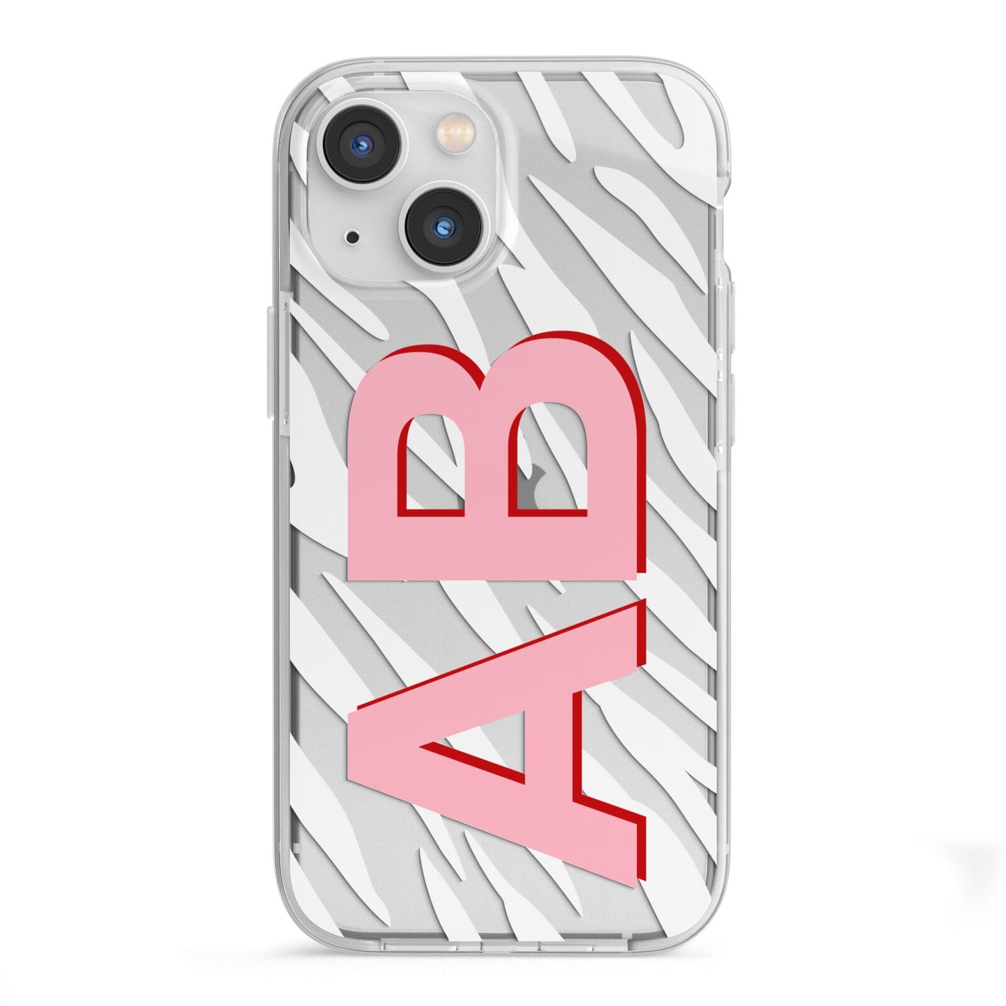 Zebra Initials iPhone 13 Mini TPU Impact Case with White Edges