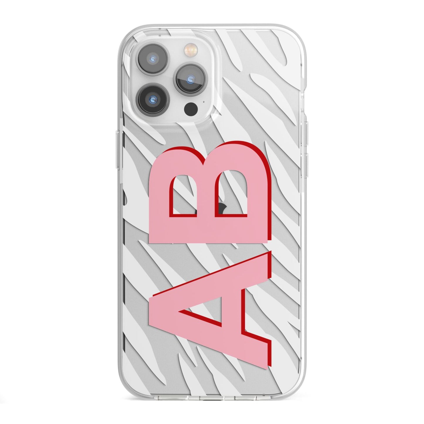 Zebra Initials iPhone 13 Pro Max TPU Impact Case with White Edges