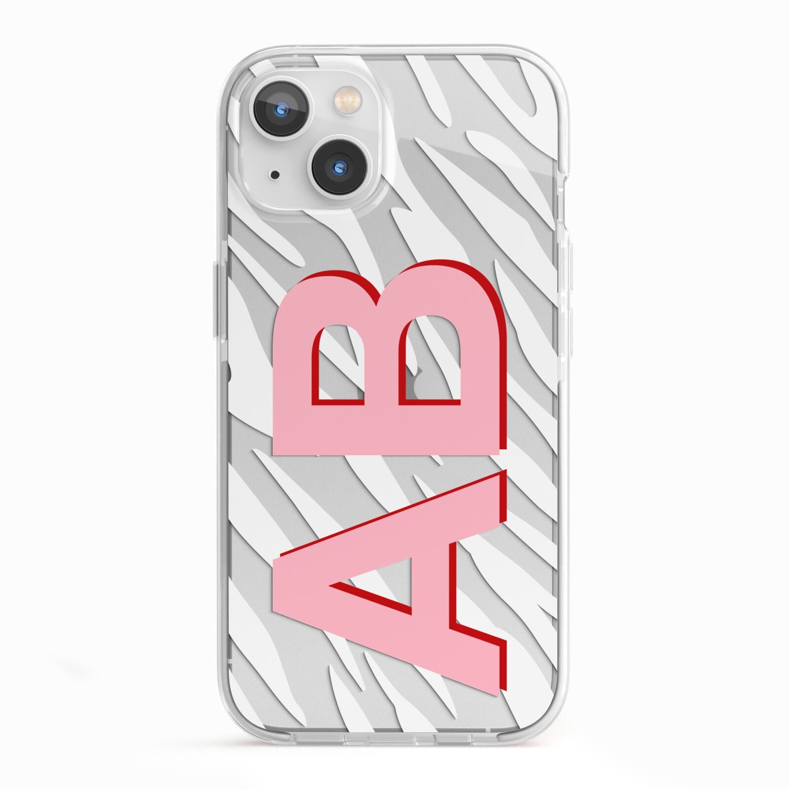 Zebra Initials iPhone 13 TPU Impact Case with White Edges