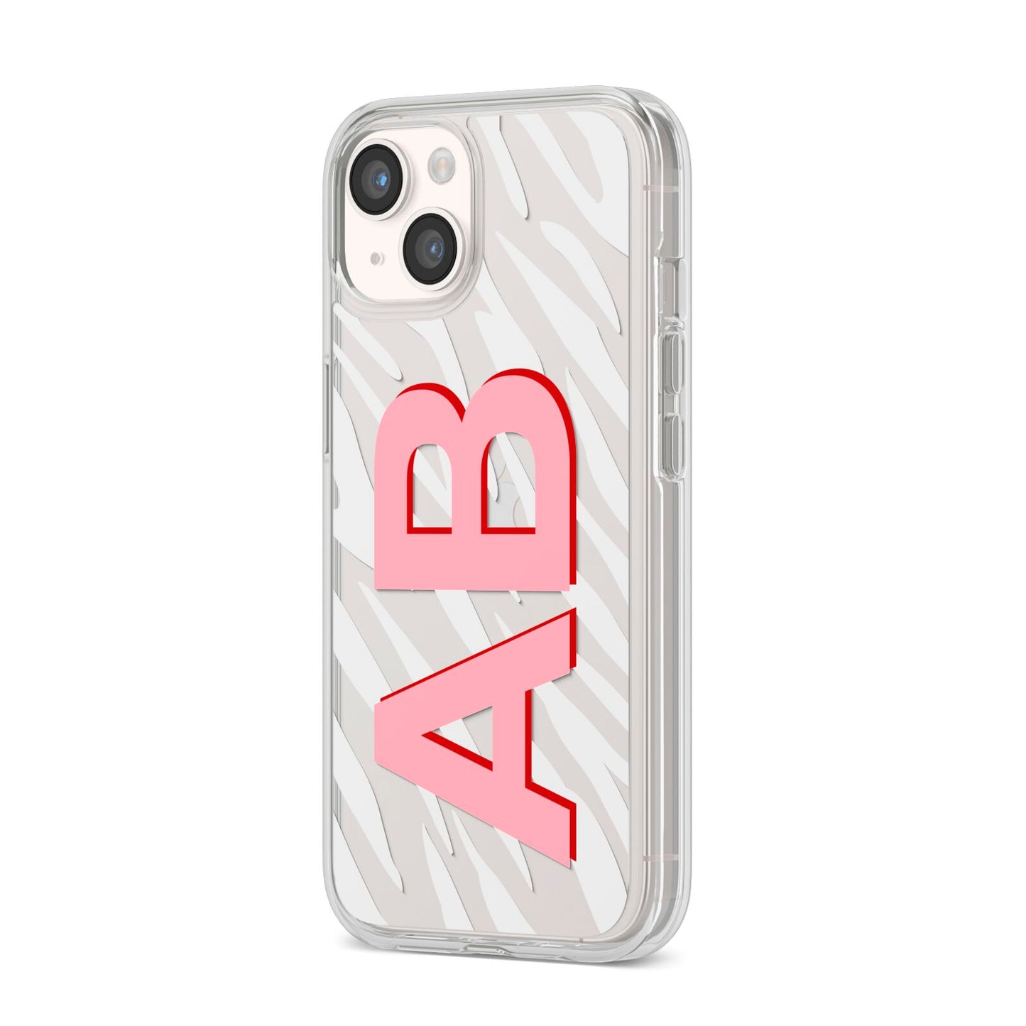 Zebra Initials iPhone 14 Clear Tough Case Starlight Angled Image