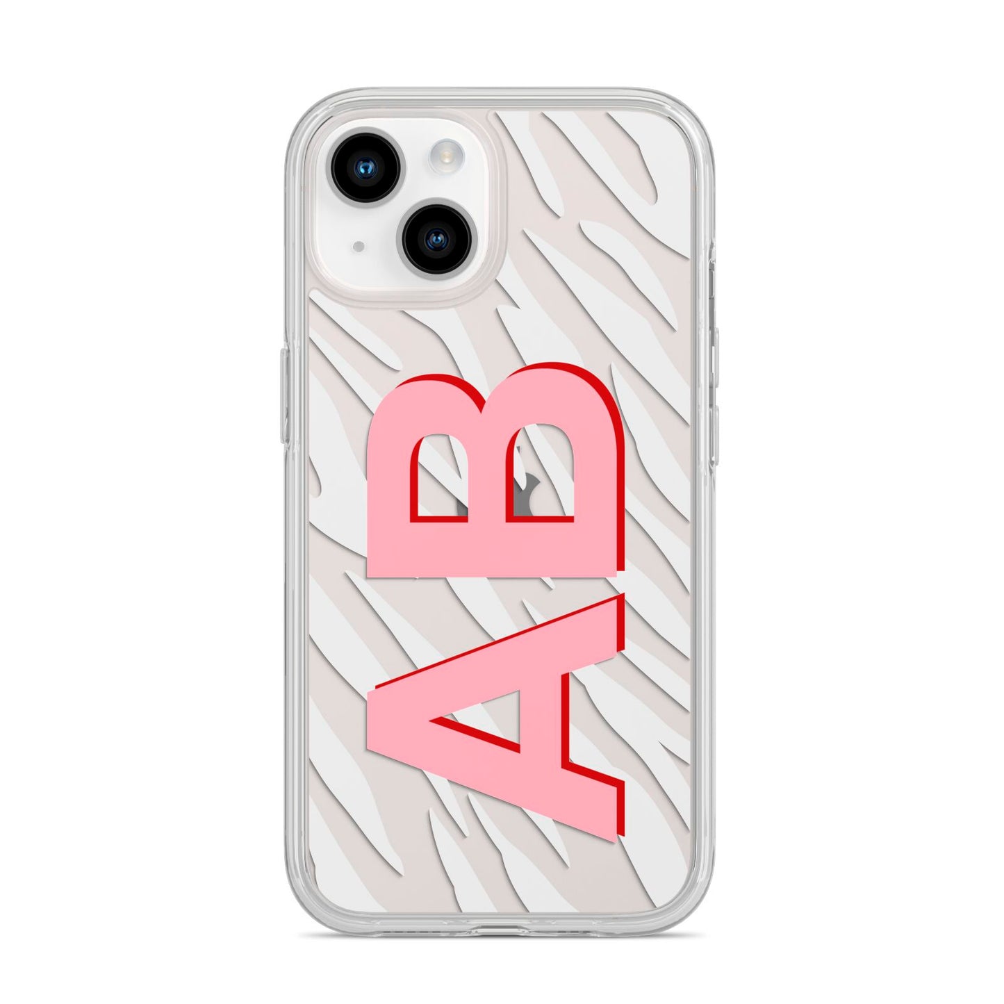 Zebra Initials iPhone 14 Clear Tough Case Starlight