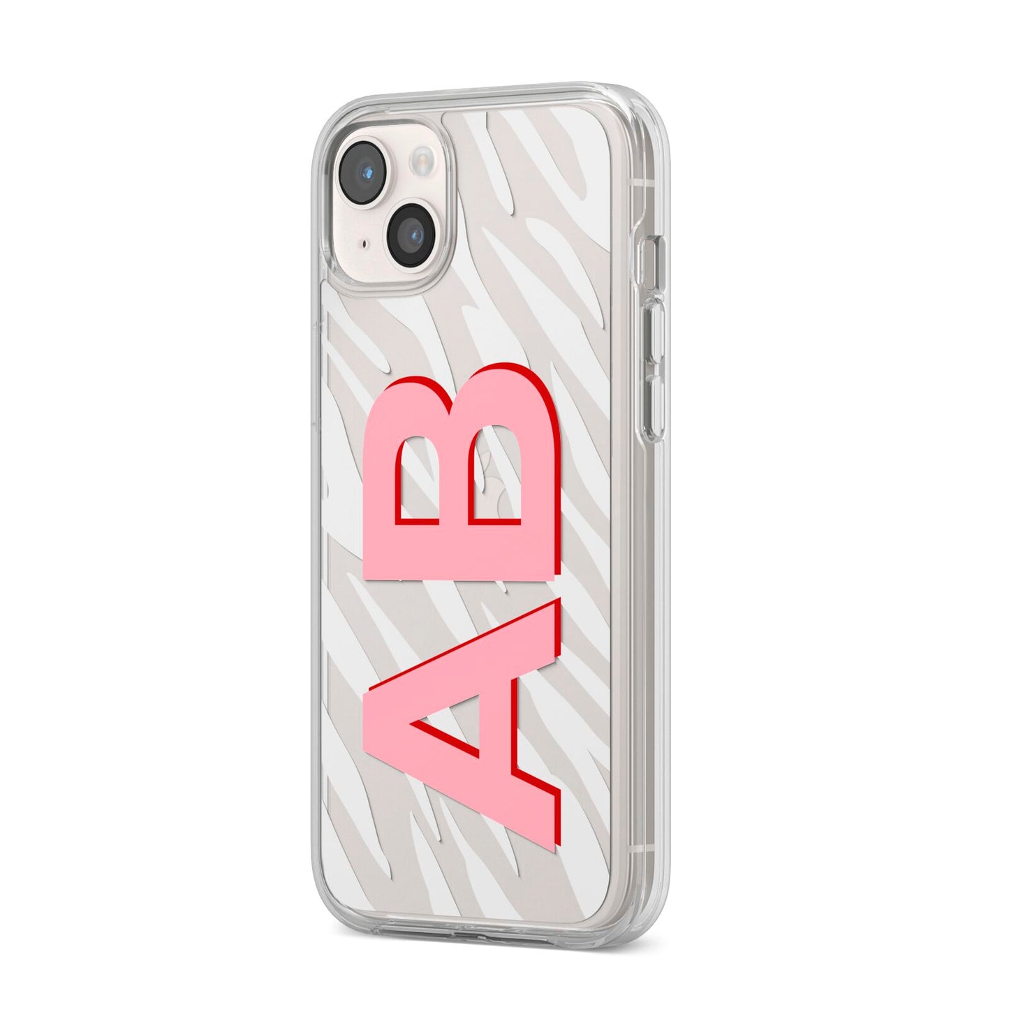 Zebra Initials iPhone 14 Plus Clear Tough Case Starlight Angled Image